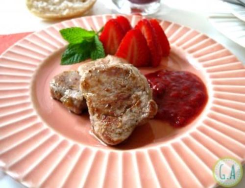 Solomillo ibérico con salsa de fresas